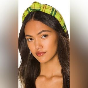 Lele Sadoughi Flannel Slim Knotted Headband Lemon Plaid